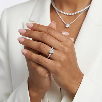 Elena Radiance Solitaire Heart Diamond Engagement Ring in Silver