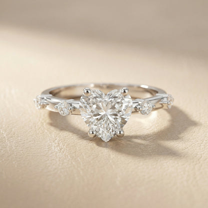 Elena Radiance Solitaire Heart Diamond Engagement Ring in White Gold