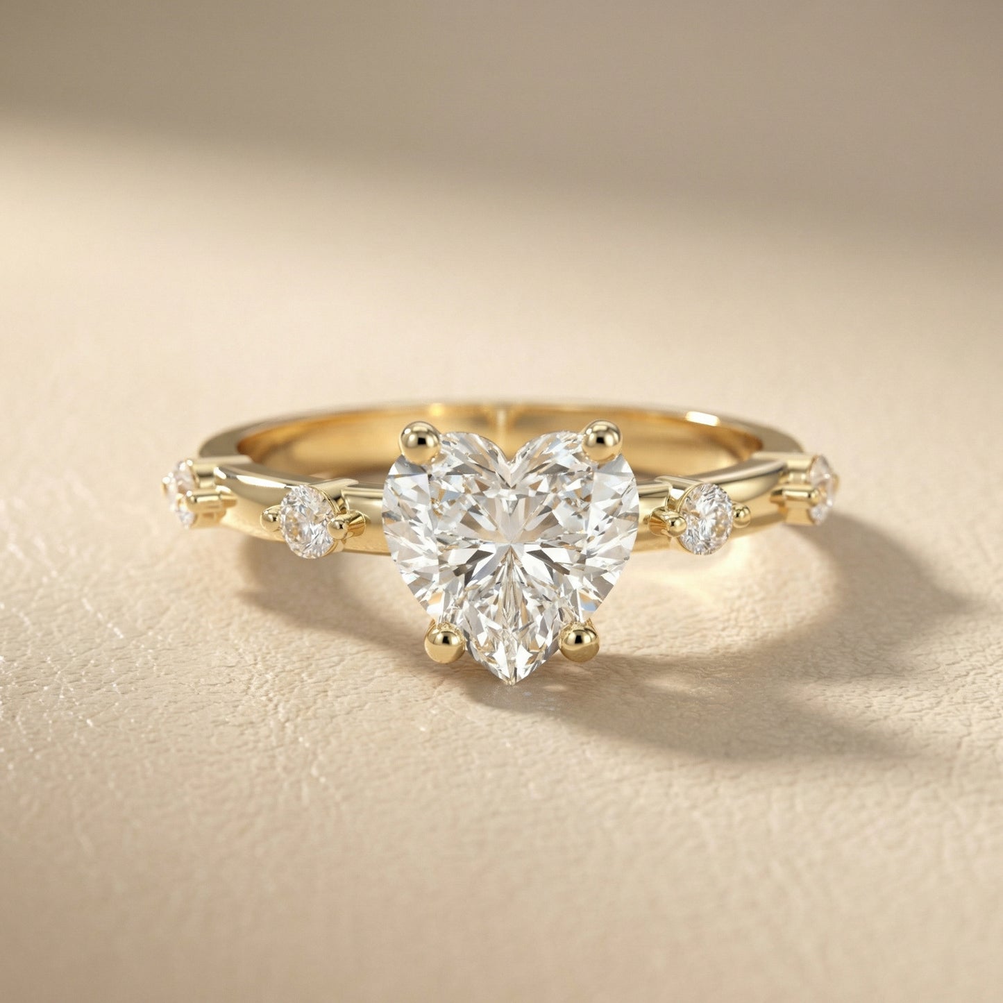 Elena Radiance Solitaire Heart Diamond Engagement Ring in Yellow Gold