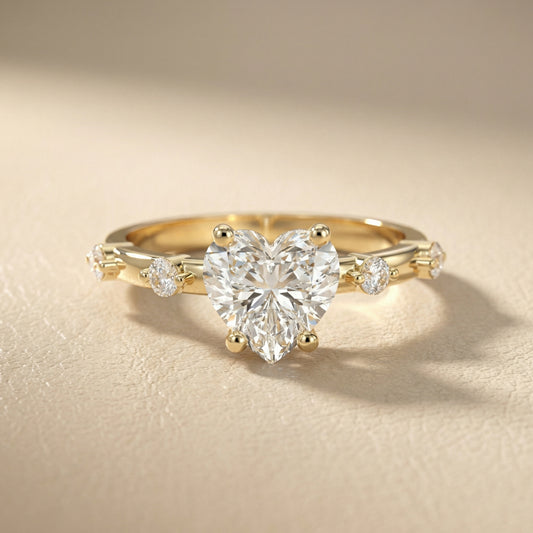 Elena Radiance Solitaire Heart Diamond Engagement Ring in Yellow Gold