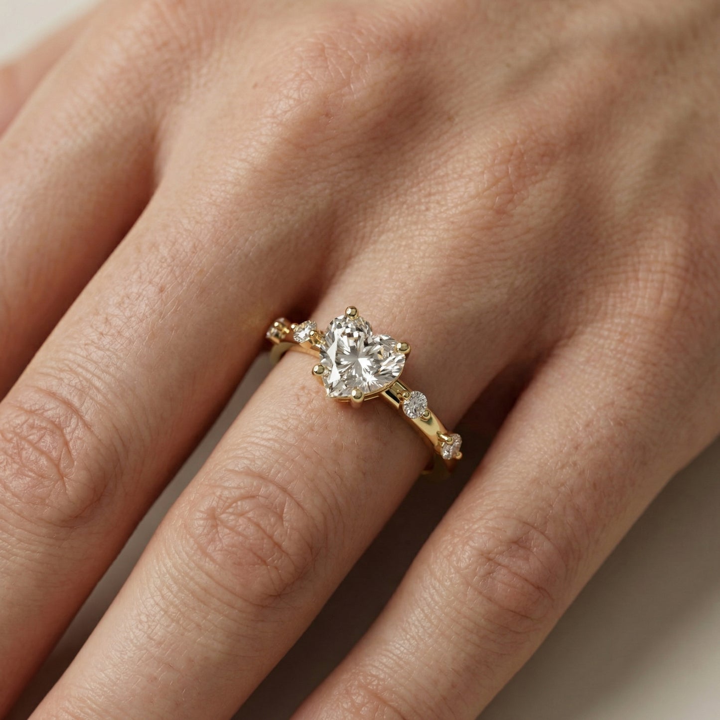 Elena Radiance Solitaire Heart Diamond Engagement Ring in Yellow Gold