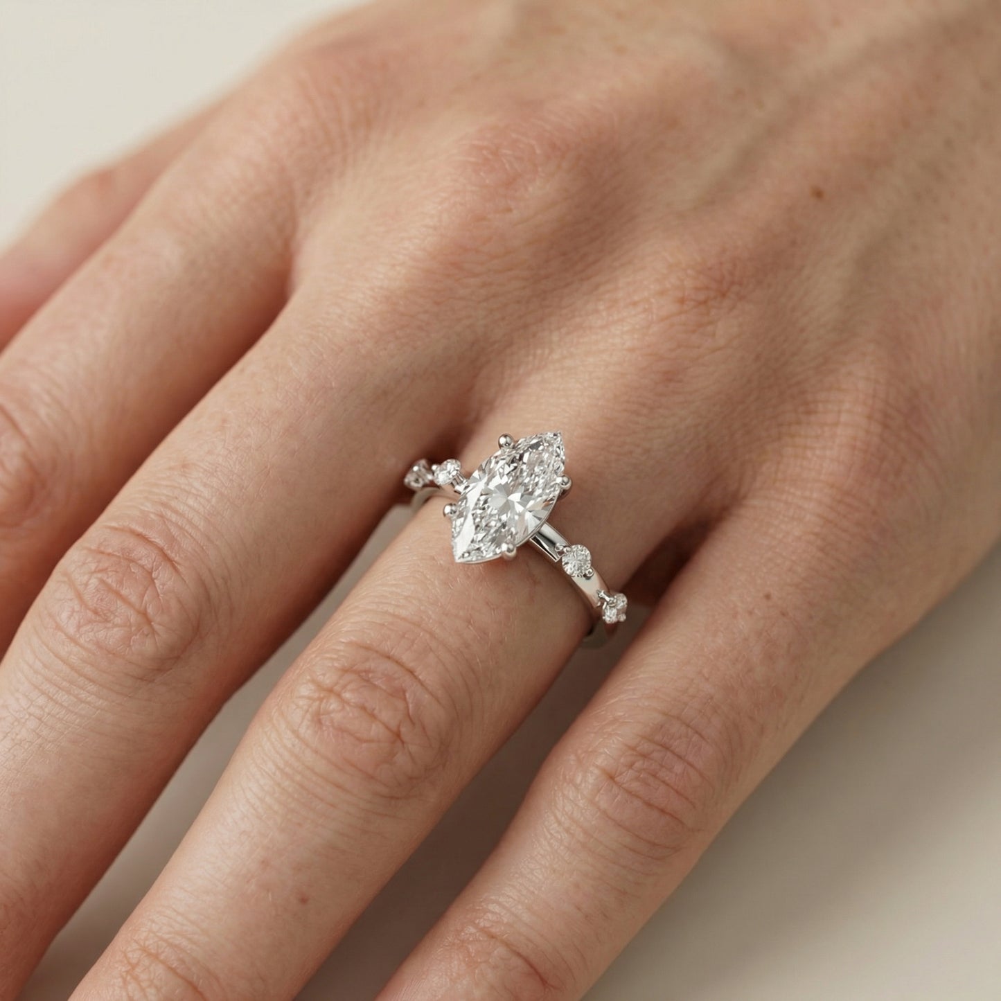 Elena Radiance Solitaire Marquise Diamond Engagement Ring in Platinum