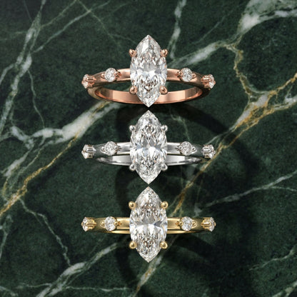 Elena Radiance Solitaire Marquise Diamond Engagement Ring in Platinum