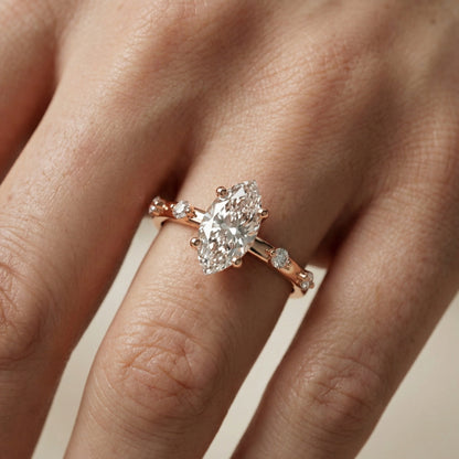 Elena Radiance Solitaire Marquise Diamond Engagement Ring in Rose Gold