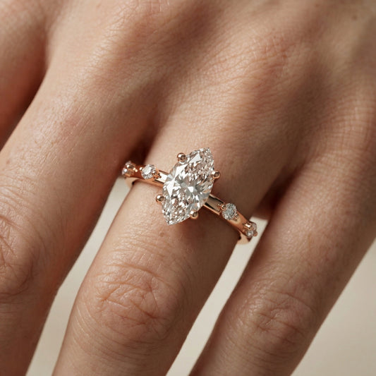 Elena Radiance Solitaire Marquise Diamond Engagement Ring in Rose Gold