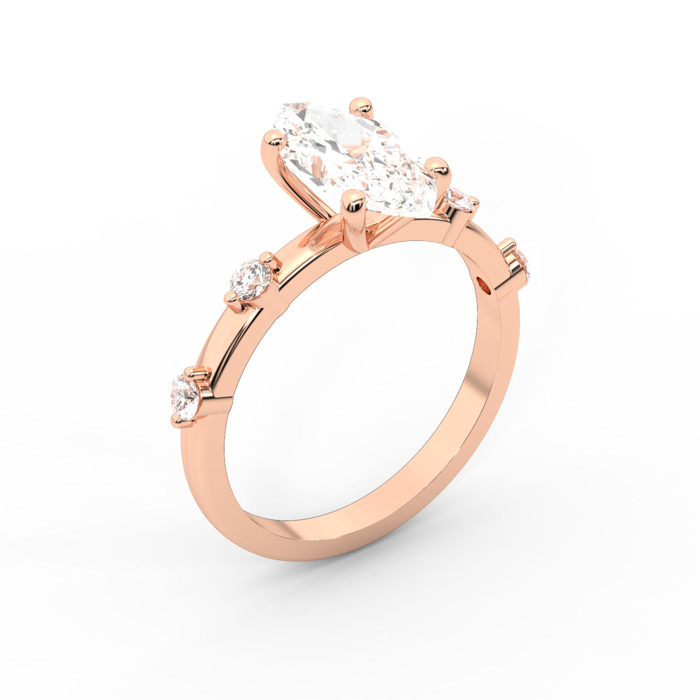 Elena Radiance Solitaire Marquise Diamond Engagement Ring in Rose Gold