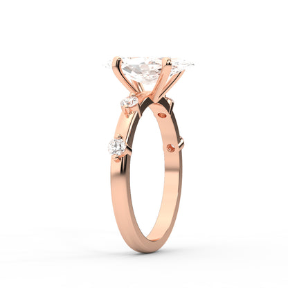 Elena Radiance Solitaire Marquise Diamond Engagement Ring in Rose Gold