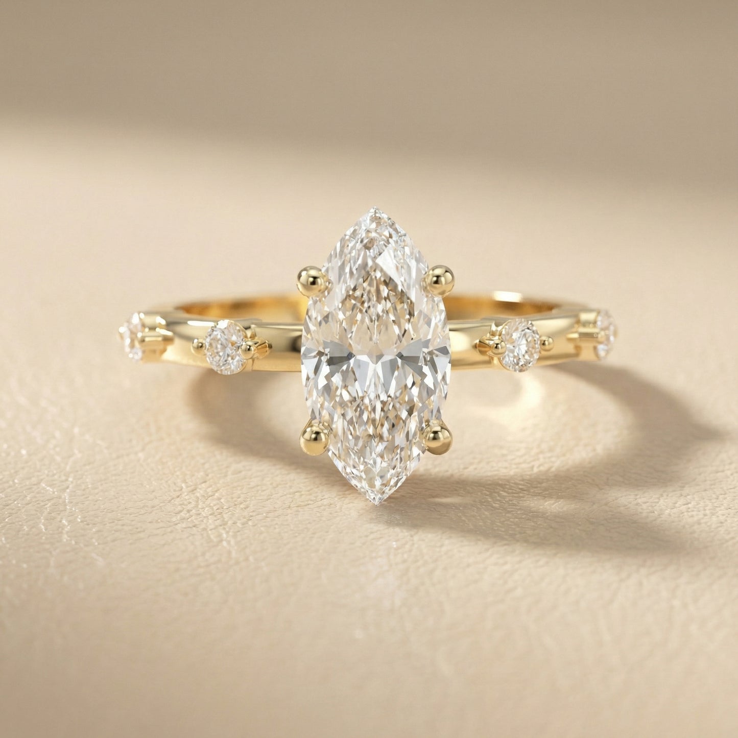 Elena Radiance Solitaire Marquise Diamond Engagement Ring in Yellow Gold