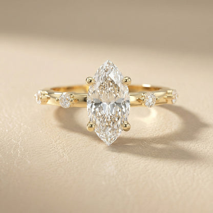 Elena Radiance Solitaire Marquise Diamond Engagement Ring in Yellow Gold
