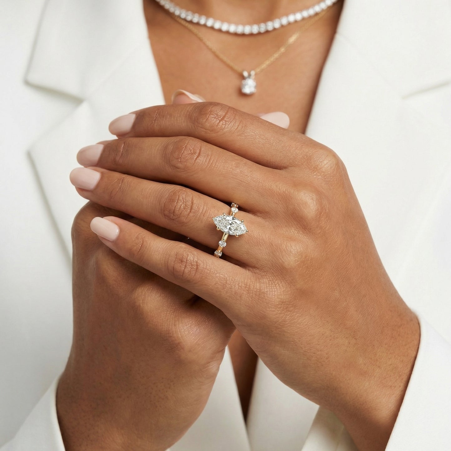 Elena Radiance Solitaire Marquise Diamond Engagement Ring in Yellow Gold