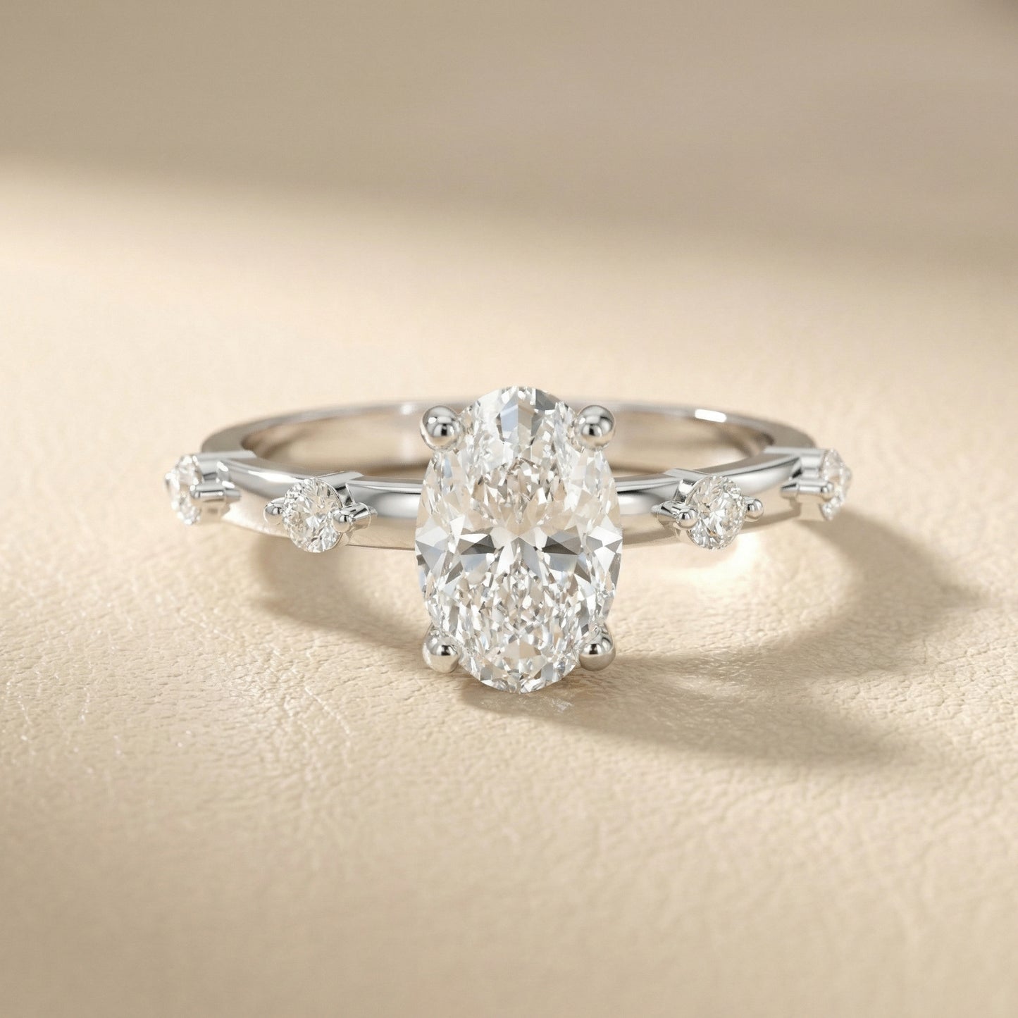 Elena Radiance Oval Diamond Engagement Ring in Platinum