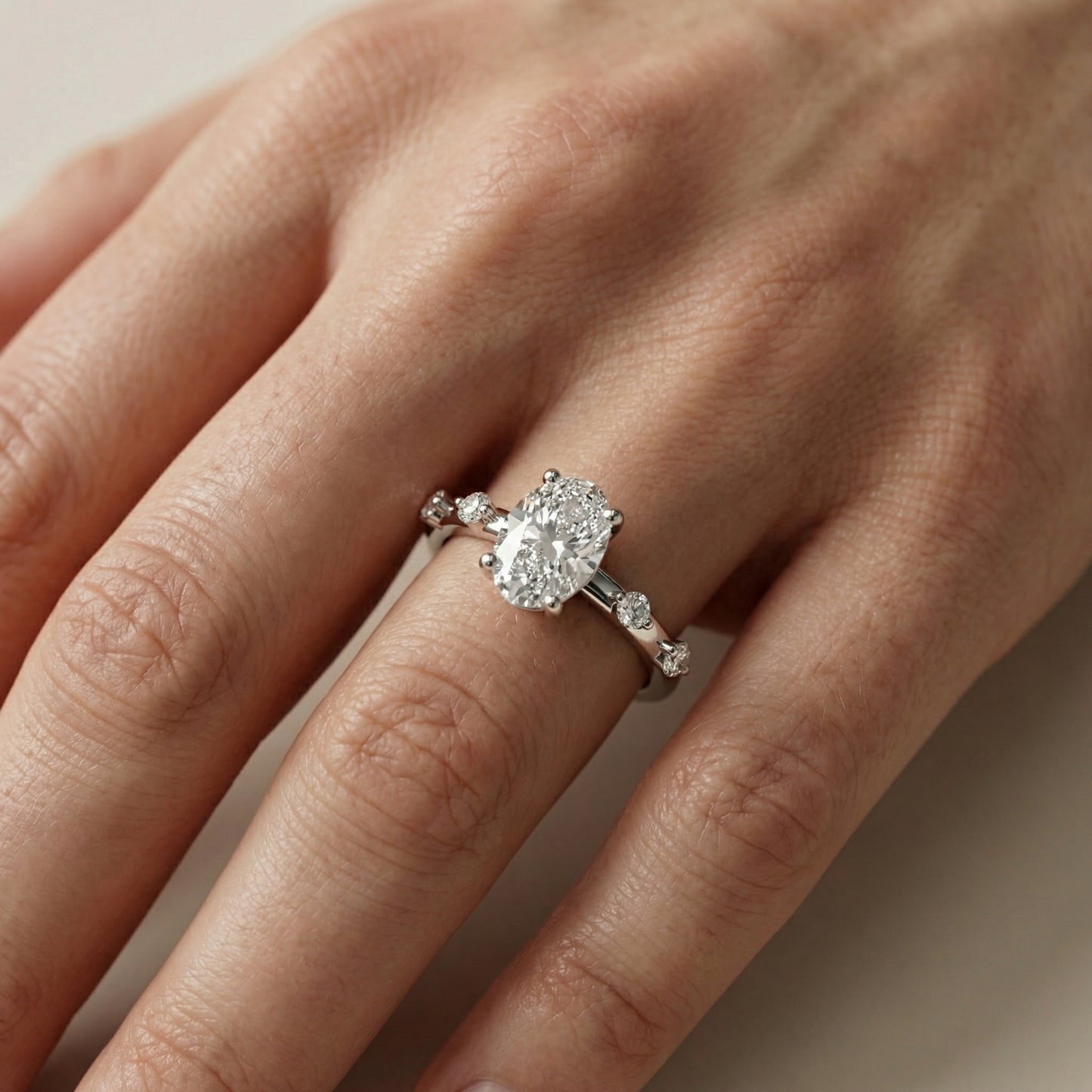 Elena Radiance Oval Diamond Engagement Ring in Platinum