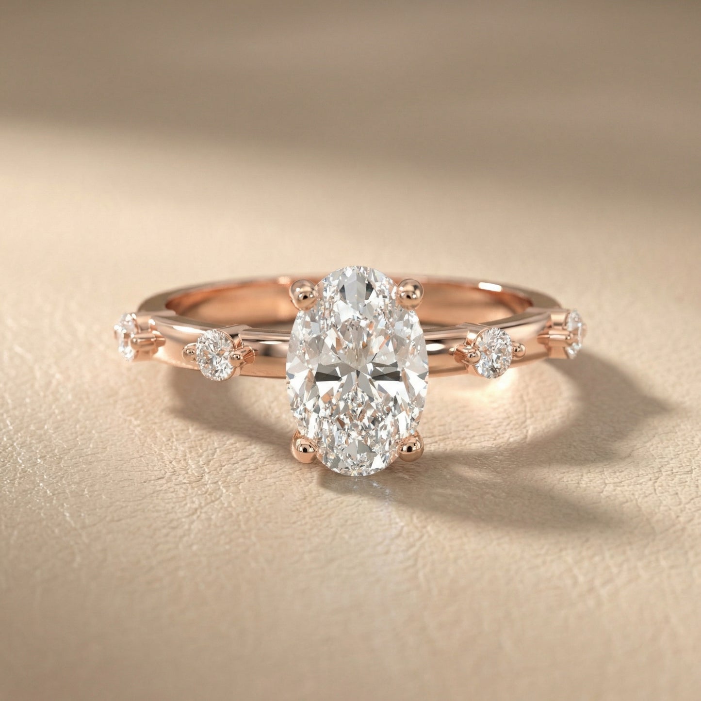 Elena Radiance Oval Diamond Engagement Ring in Rose Gold