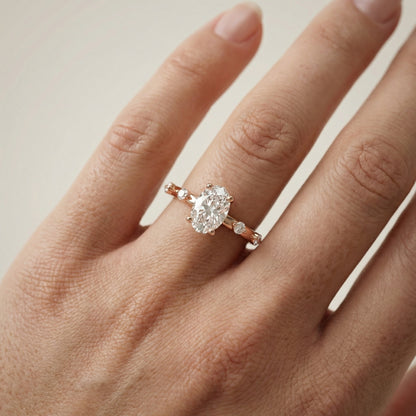Elena Radiance Oval Diamond Engagement Ring in Rose Gold