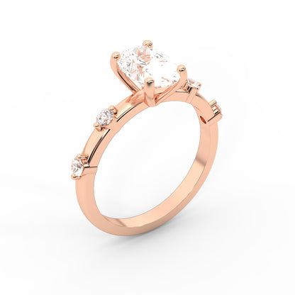 Elena Radiance Oval Diamond Engagement Ring in Rose Gold