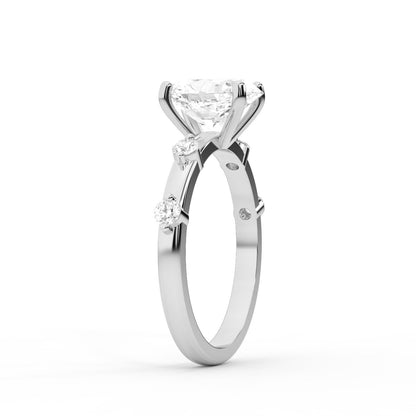 Elena Radiance Oval Diamond Engagement Ring in Silver