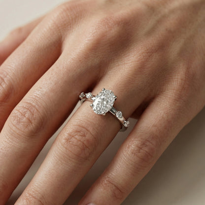 Elena Radiance Oval Diamond Engagement Ring in White Gold