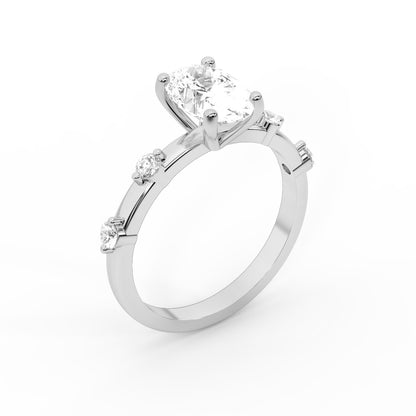 Elena Radiance Oval Diamond Engagement Ring in White Gold