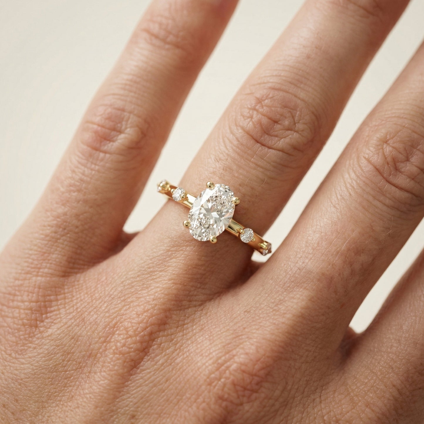 Elena Radiance Oval Diamond Engagement Ring in Yellow Gold