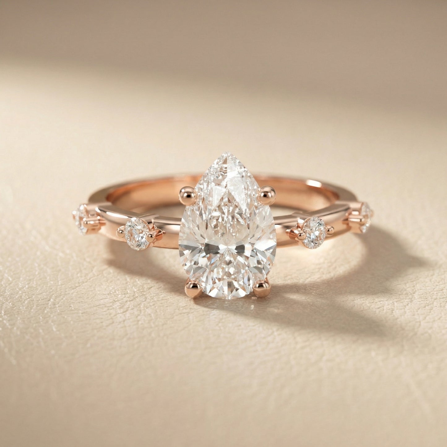 Elena Radiance Solitaire Pear Diamond Engagement Ring in Rose Gold