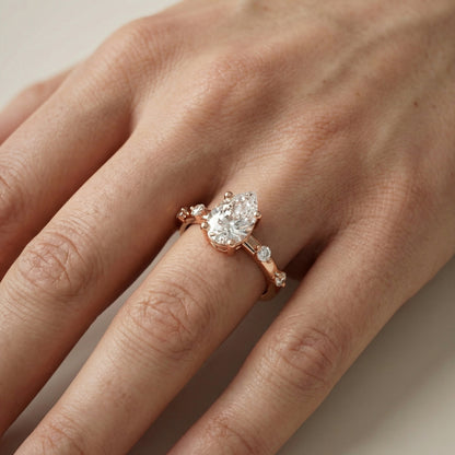 Elena Radiance Solitaire Pear Diamond Engagement Ring in Rose Gold
