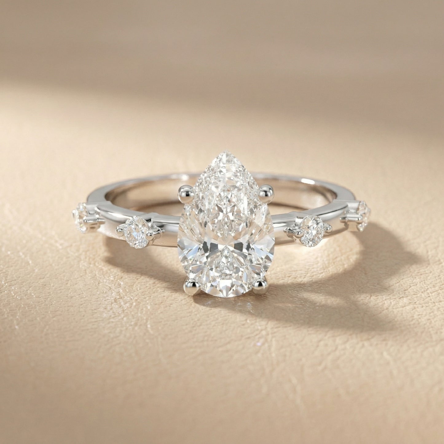 Elena Radiance Solitaire Pear Diamond Engagement Ring in Silver