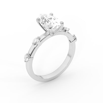 Elena Radiance Solitaire Pear Diamond Engagement Ring in Silver