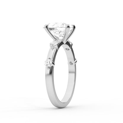 Elena Radiance Solitaire Pear Diamond Engagement Ring in Silver