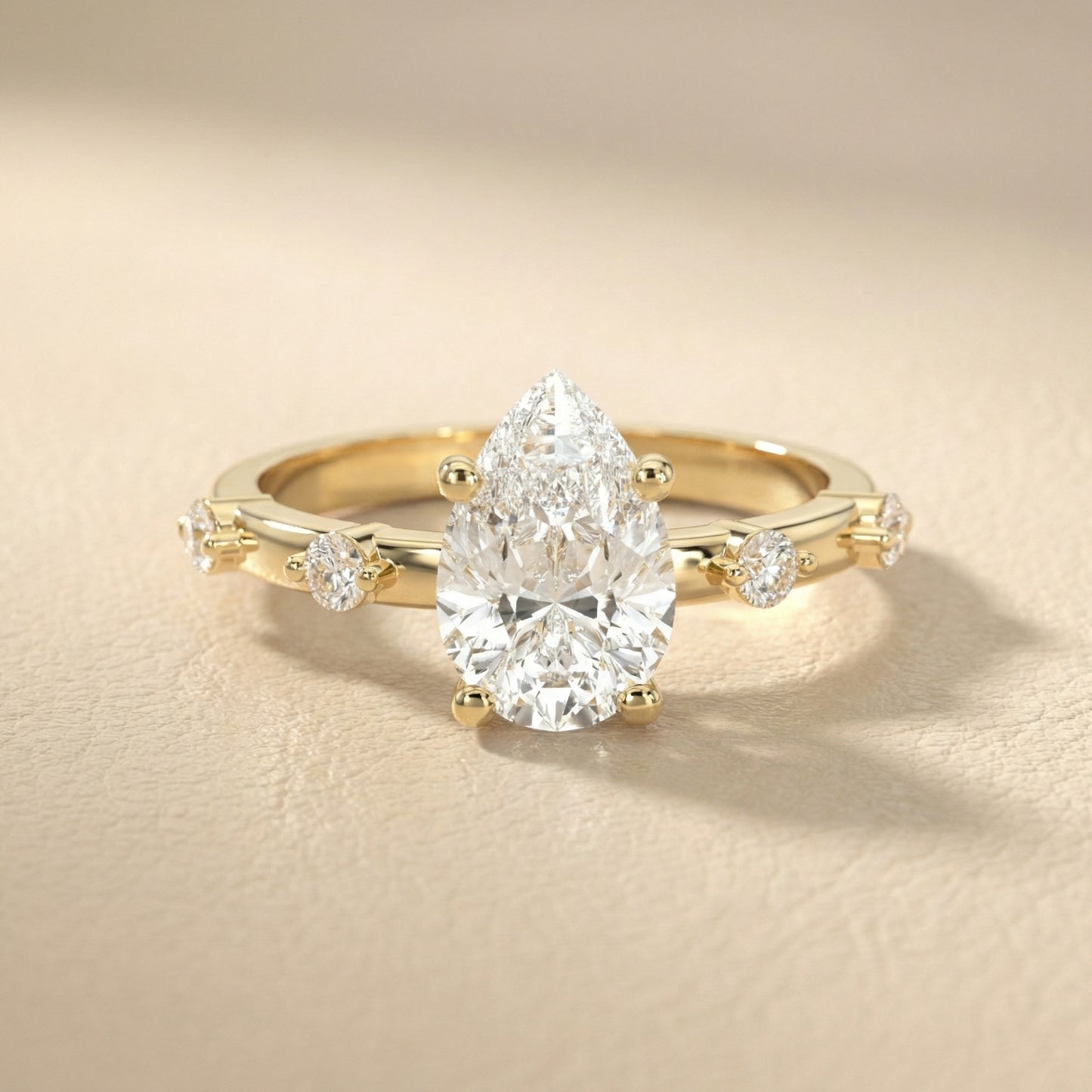 Elena Radiance Solitaire Pear Diamond Engagement Ring in Yellow Gold