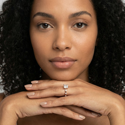 Elena Radiance Princess Cut Diamond Engagement Ring in Rose Gold