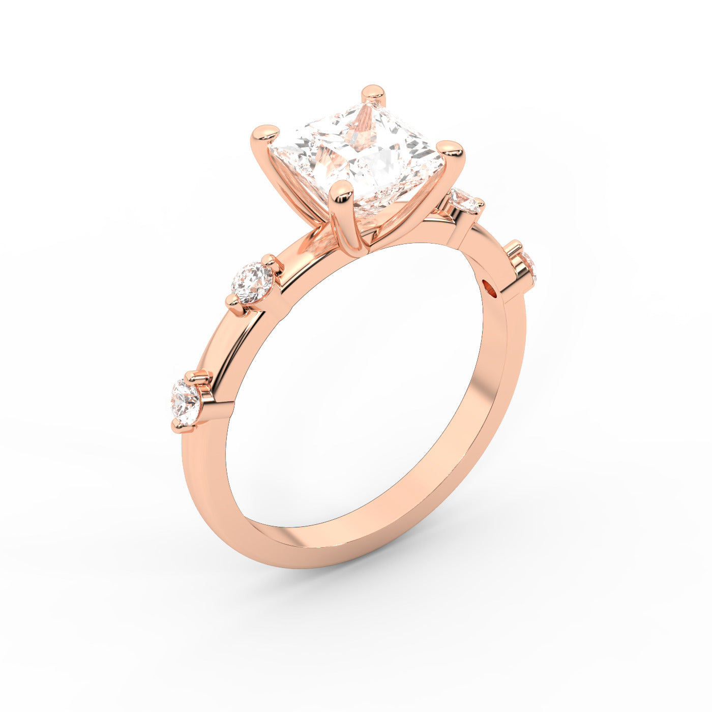 Elena Radiance Princess Cut Diamond Engagement Ring in Rose Gold