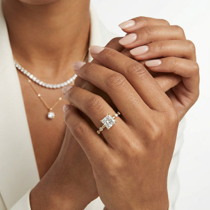 Elena Radiance Princess Cut Diamond Engagement Ring in Yellow Gold