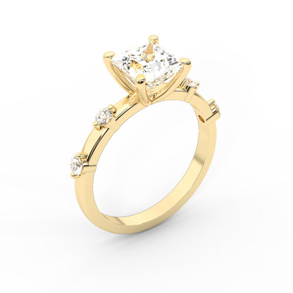 Elena Radiance Princess Cut Diamond Engagement Ring in Yellow Gold