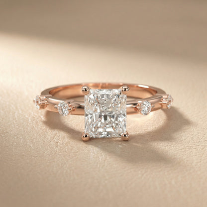 Elena Radiance Radiant Diamond Engagement Ring in Rose Gold