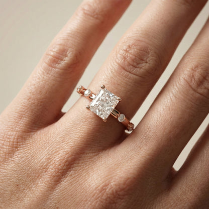 Elena Radiance Radiant Diamond Engagement Ring in Rose Gold