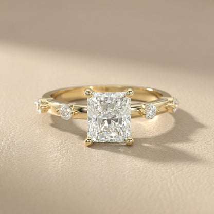 Elena Radiance Radiant Diamond Engagement Ring in Yellow Gold