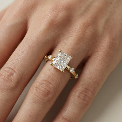 Elena Radiance Radiant Diamond Engagement Ring in Yellow Gold