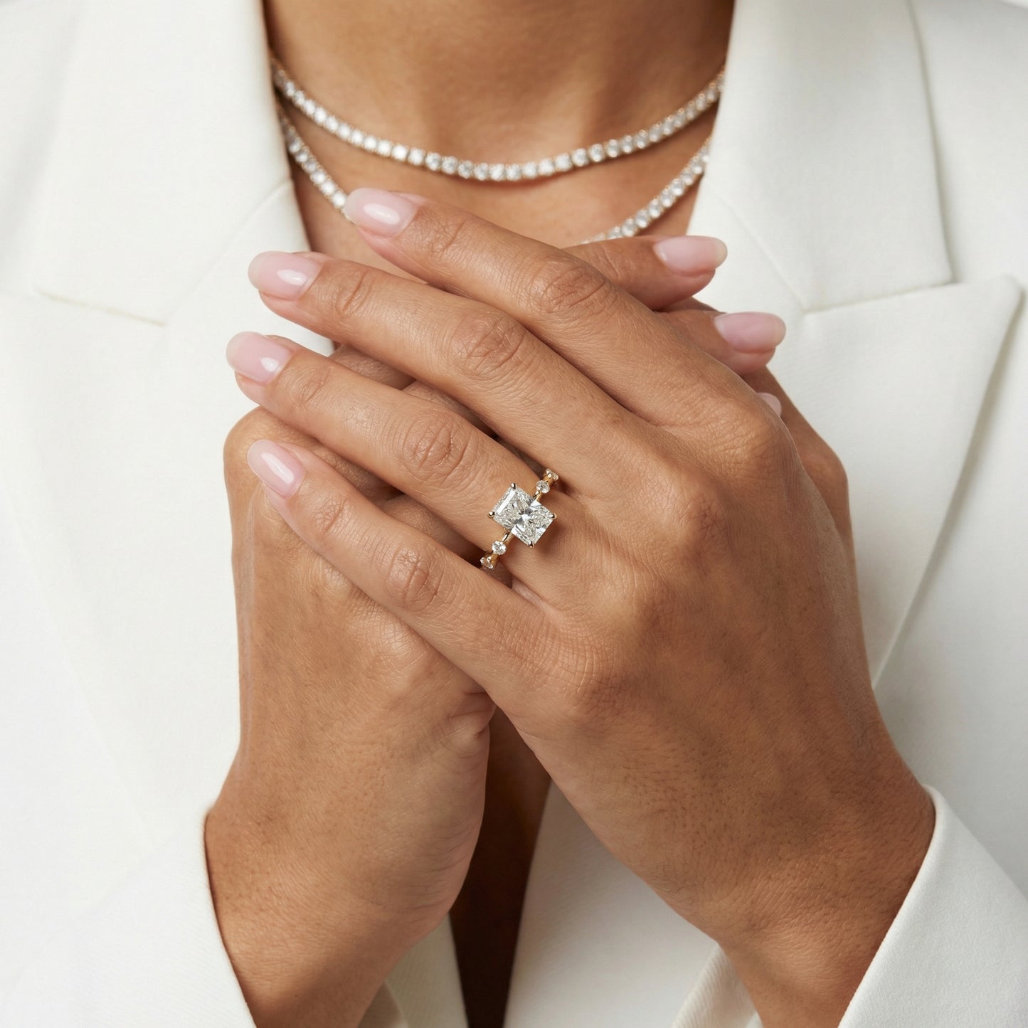 Elena Radiance Radiant Diamond Engagement Ring in Yellow Gold