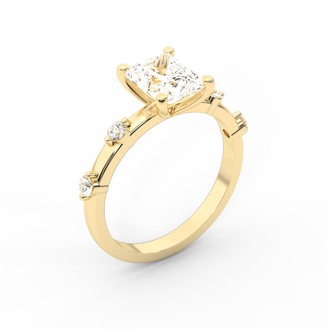 Elena Radiance Radiant Diamond Engagement Ring in Yellow Gold