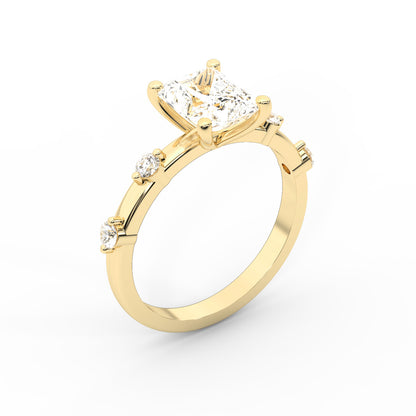 Elena Radiance Radiant Diamond Engagement Ring in Yellow Gold