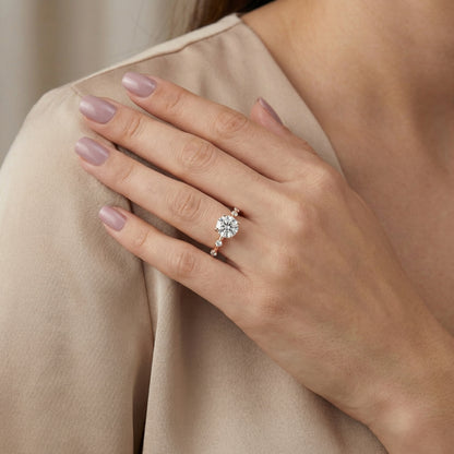 Elena Radiance Solitaire Round Diamond Engagement Ring in Rose Gold