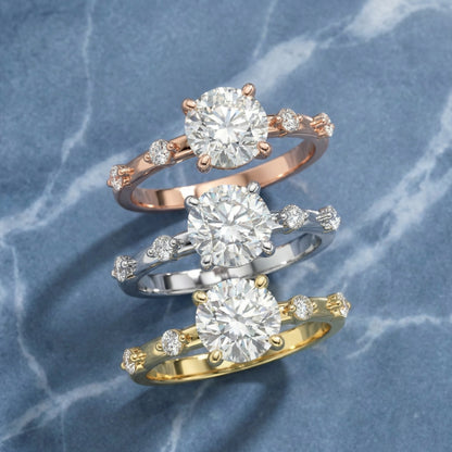 Elena Radiance Solitaire Round Diamond Engagement Ring in Rose Gold