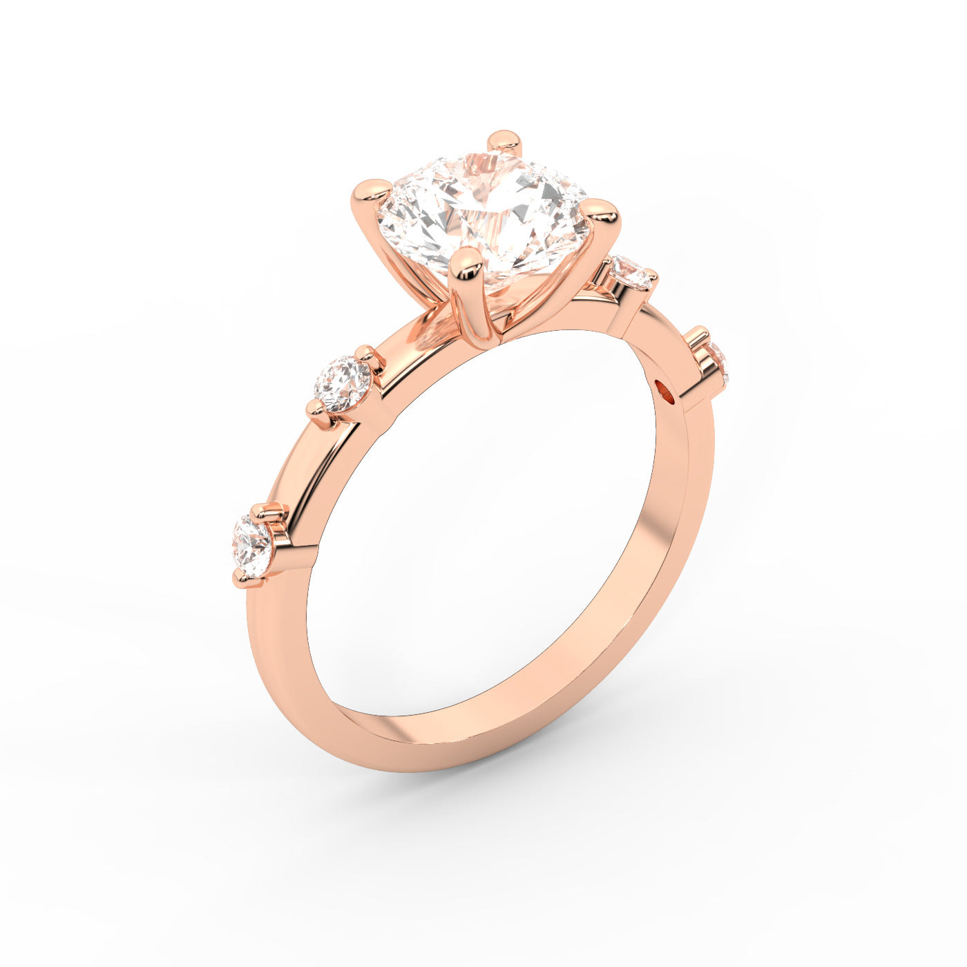 Elena Radiance Solitaire Round Diamond Engagement Ring in Rose Gold