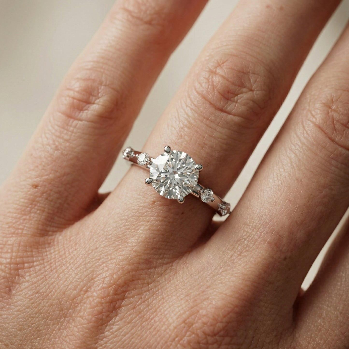 Elena Radiance Solitaire Round Diamond Engagement Ring in Silver