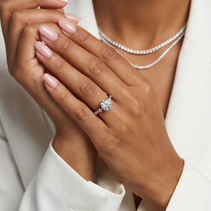 Elena Radiance Solitaire Round Diamond Engagement Ring in White Gold