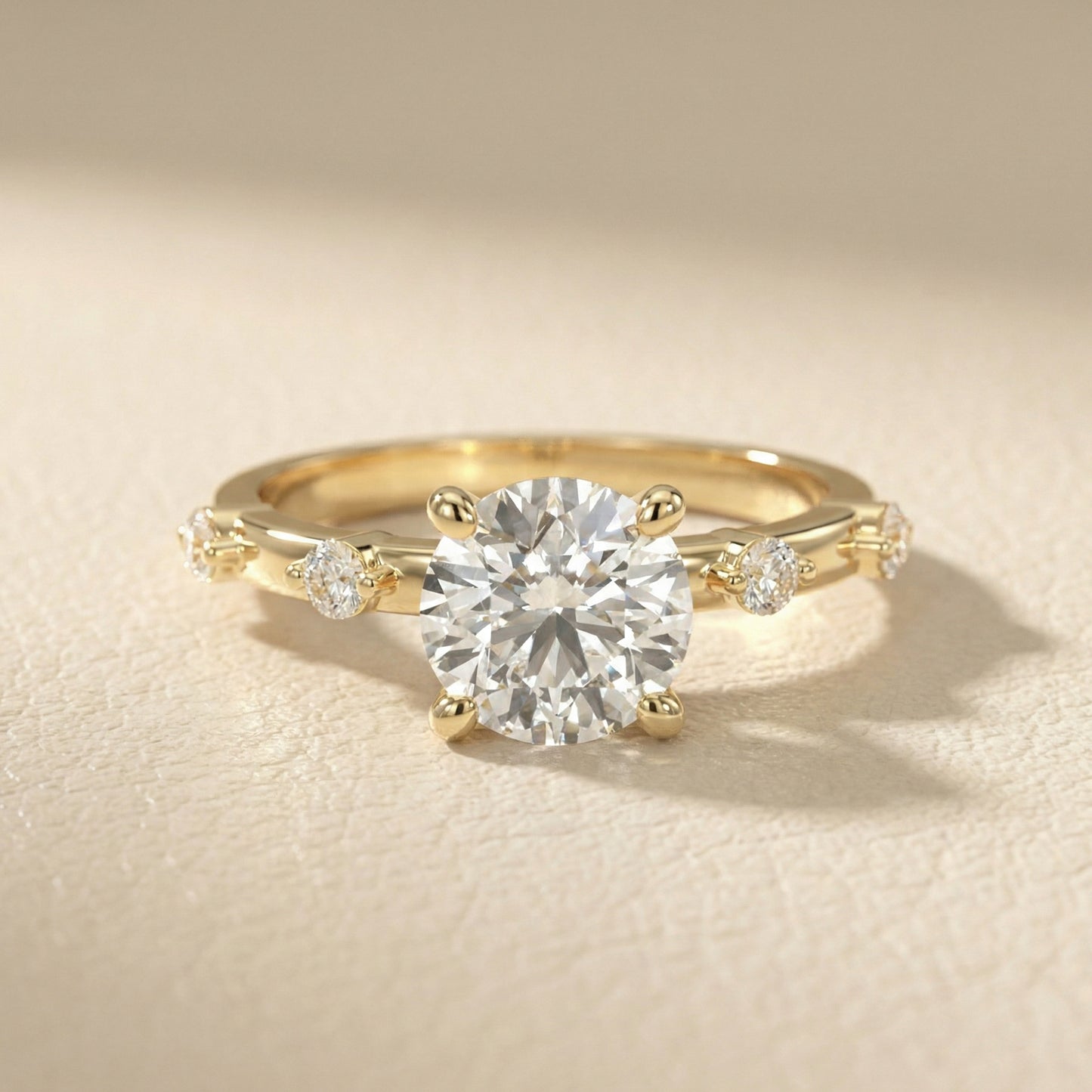 Elena Radiance Solitaire Round Diamond Engagement Ring in Yellow Gold