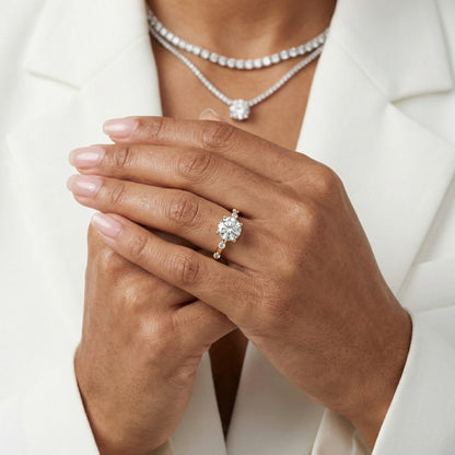 Elena Radiance Solitaire Round Diamond Engagement Ring in Yellow Gold