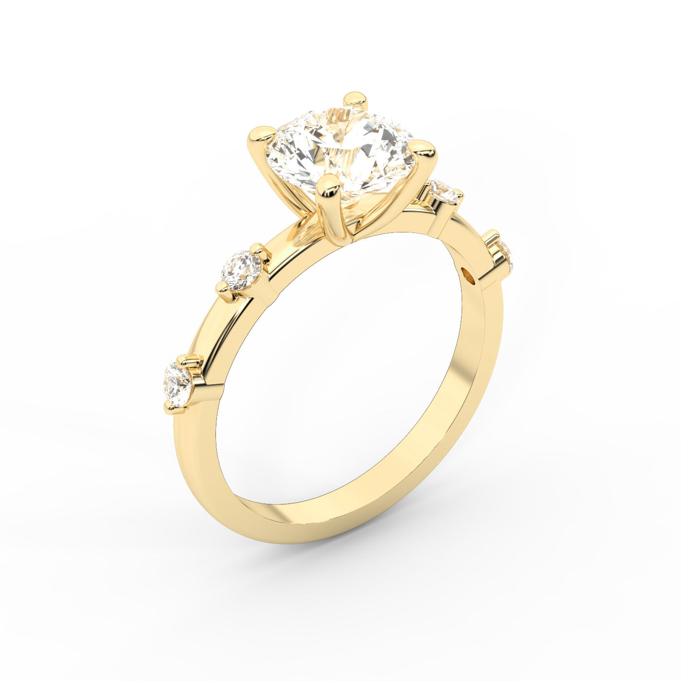 Elena Radiance Solitaire Round Diamond Engagement Ring in Yellow Gold