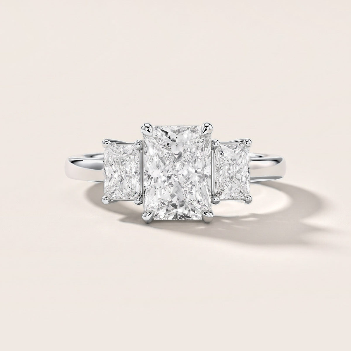Zoe Three-Stone Radiant Diamond Engagement Ring in Silver [studio-metal-r8-20261024]