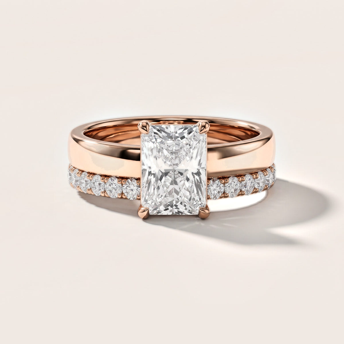 Josephine Split Shank Pavé Radiant Diamond Engagement Ring in Rose Gold [studio-metal-r8-20261024]